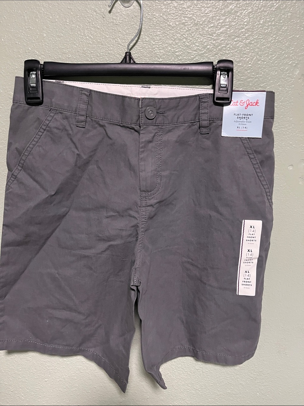 Cat & Jack Men's Charcoal Gray Flat-Front Shorts